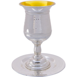 Metal Kiddush Cup 15cm with Saucer