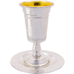 Metal Kiddush Cup 15cm with Saucer