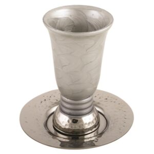 ALUMINUM KIDDUSH CUP 12 CM WITH SAUCER