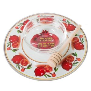 Reinforced Glass Set For Serving an Apple With Honey 19 cm - Pomegranates