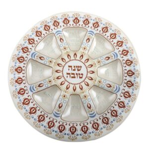 ELEGANT GLASS ROSH HASHANA PLATE 35 CM