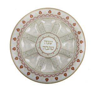 GLASS ROSH HASHANA PLATE 35 CM