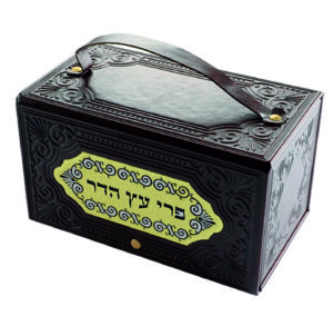 FAUX LEATHER ETROG BOX WITH LASER CUT PLATE 19*11 CM