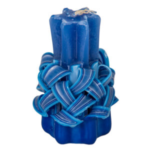 BLUE WAX HAVDALAH CANDLE 10 CM- CARVED