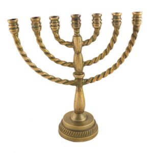 ALUMINUM 7 BRANCH MENORAH 21 CM- BRASS FINISH