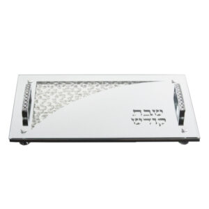 Glass Challah Tray with Legs & Handles  "Stones" 6X40X25 cm