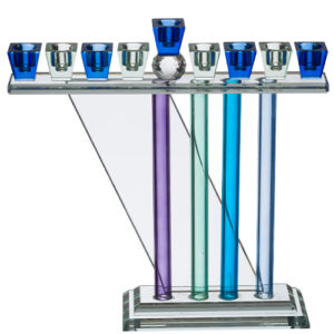 Crystal Menorah 30*26cm- Blue