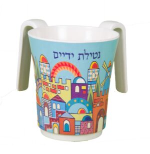 נטלה מלמין עם הדפסה "ירושלים" רקע תכלת  14 ס"מ