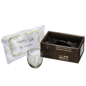 כוס חתן זכוכית מהודרת גוון אפור 7.5 ס"מ