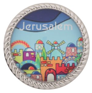 מגנט מתכת עם זכוכית 4 ס"מ "ירושלים" אנגלית