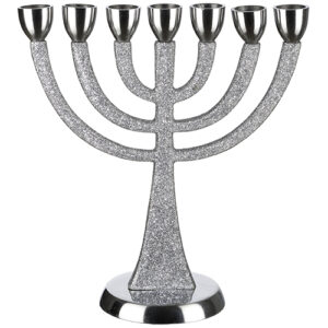 מנורה מהודרת גדולה בציפוי נצנצים מוכספים 24 ס"מ