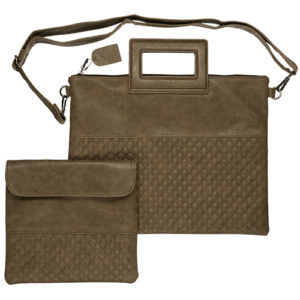 תיק טלית תפילין גוון חום כהה פיו מפואר עם ידיות 38X31 ס"מ