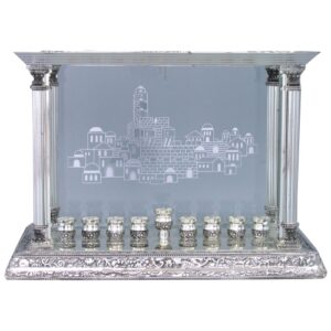 חנוכיה קישוטית מוכספת דלוקס 26X40 ס"מ