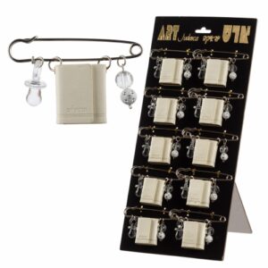 סטנד סיכת תינוק מהודרת עם תהילים - כריכה דמוי עור לבן (10 יח')