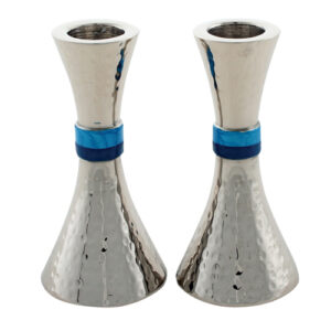 פמוטי אלומניום מרוקע עם שילוב צבעוני 11 ס"מ