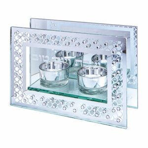 פמוט זכוכית מלבני 18*12 ס"מ