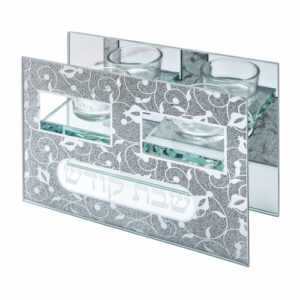 פמוטי זכוכית עם נצנצים "רימונים" 18X13 ס"מ