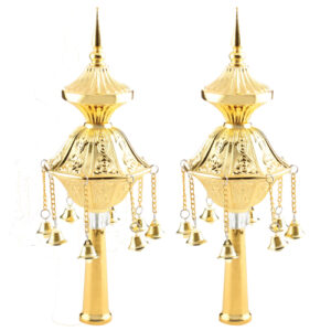 זוג רימונים זהב לספר תורה 32 ס"מ