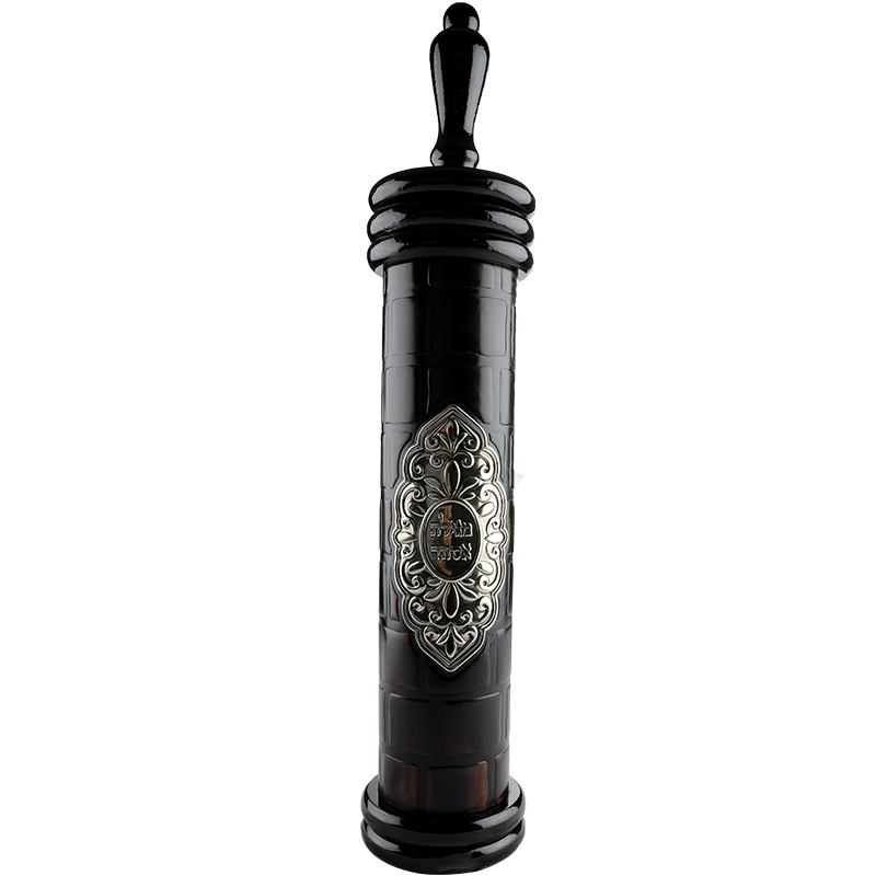 בית מגילה ספרדי עץ מהגוני + עור 39 ס"מ