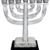 מנורה מהודרת מפוליריזין  מוכסף עיטור "ירושלים" עם בסיס 20 ס"מ