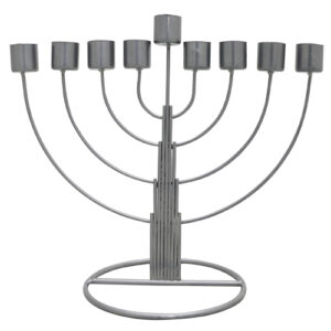 חנוכיית פח חצי עגול כסף 31 ס"מ