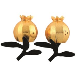 סט מלח פלפל אלומניום מהודר "רימון" זהב 12x14 ס"מ