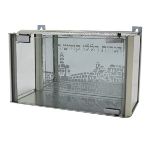 בית חנוכייה פרופיל נרוסטה וזכוכית 30X40X20 ס"