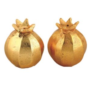 סט מלח פלפל אלומניום מהודר "רימון" זהב 7x6 ס"מ