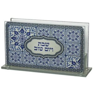 מחזיק גפרורים זכוכית עם הדפסה "הדלקת נרות" 12.5*8 ס"מ