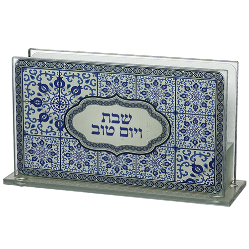 מחזיק גפרורים זכוכית עם הדפסה "הדלקת נרות" 12.5*8 ס"מ