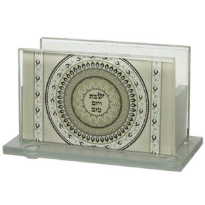 מחזיק גפרורים זכוכית עם הדפסה "הדלקת נרות" 7*5 ס"מ