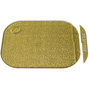 מגש חלה זהב מהודר מפרספקס עם סכין 28X37 ס"מ