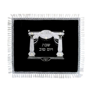כיסוי חלה מהודר מקטיפה ריקמה עבה "שער וילנה" 52x62 ס"מ