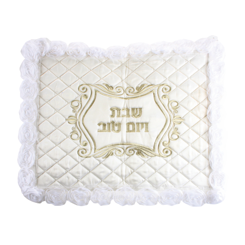 כיסוי חלה סטן עם פרחים מסביב 49X59 ס"מ