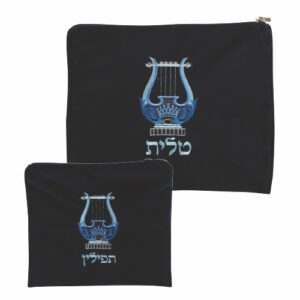 סט טלית תפילין קטיפה מדיום עם ריקמה 29X37 ס"מ