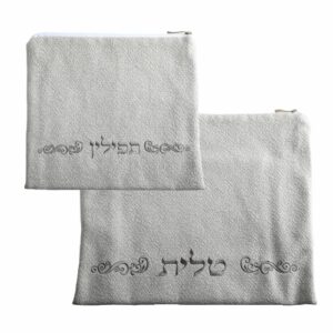 סט טלית תפילין מבד פשתן עם ריקמה 30X37 ס"מ