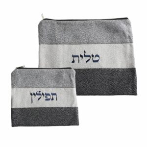 סט טלית תפילין מבד פשתן עם ריקמה 30X37 ס"מ