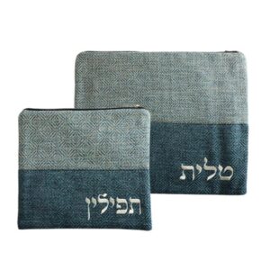 סט טלית תפילין מבד פשתן עם ריקמה 30X37 ס"מ