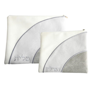 סט טלית תפילין דמוי עור עם ריקמה 36*29 ס"מ