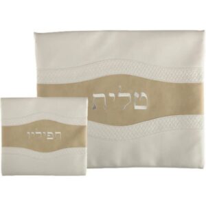 סט טלית תפילין דמוי עור עם ריקמה 36*29 ס"מ