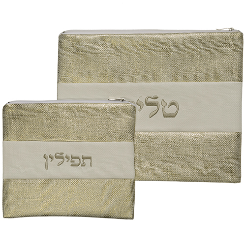 סט טלית תפילין דמוי עור מהודר עם ריקמה 36*29 ס"מ