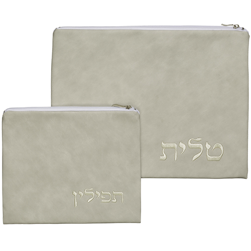 סט טלית תפילין דמוי עור מהודר עם ריקמה 36*29 ס"מ