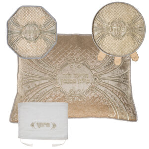 סט פסח מפואר משובץ באבנים 4 חלקים: כיסוי פסח+אפיקומן+כיסוי כרית+מגבת - כולל כרית