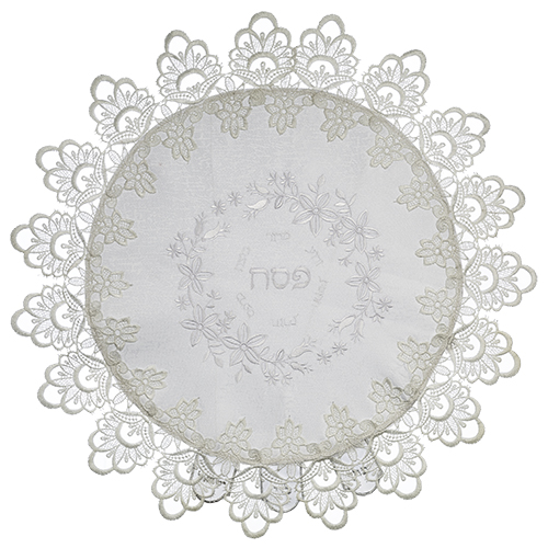 כיסוי פסח ברוקט עם תחרה עיטור מעגל פרחים 43 ס"מ באריזת PVC