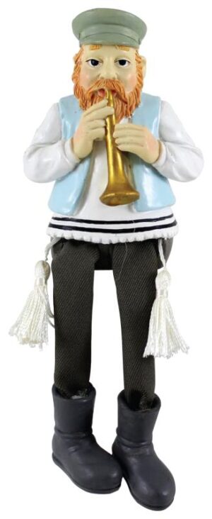 חסיד יושב מפוליריזן צבעוני עם רגלי בד שחורות מנגן בקלרינט 19 ס"מ