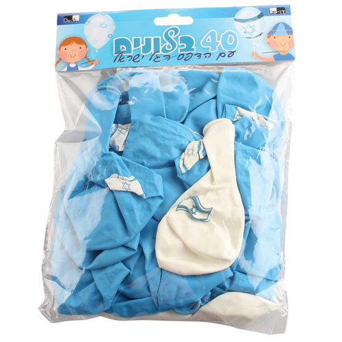 חבילת 40 בלונים מודפסים דגל ישראל 17*24 ס"מ   601040