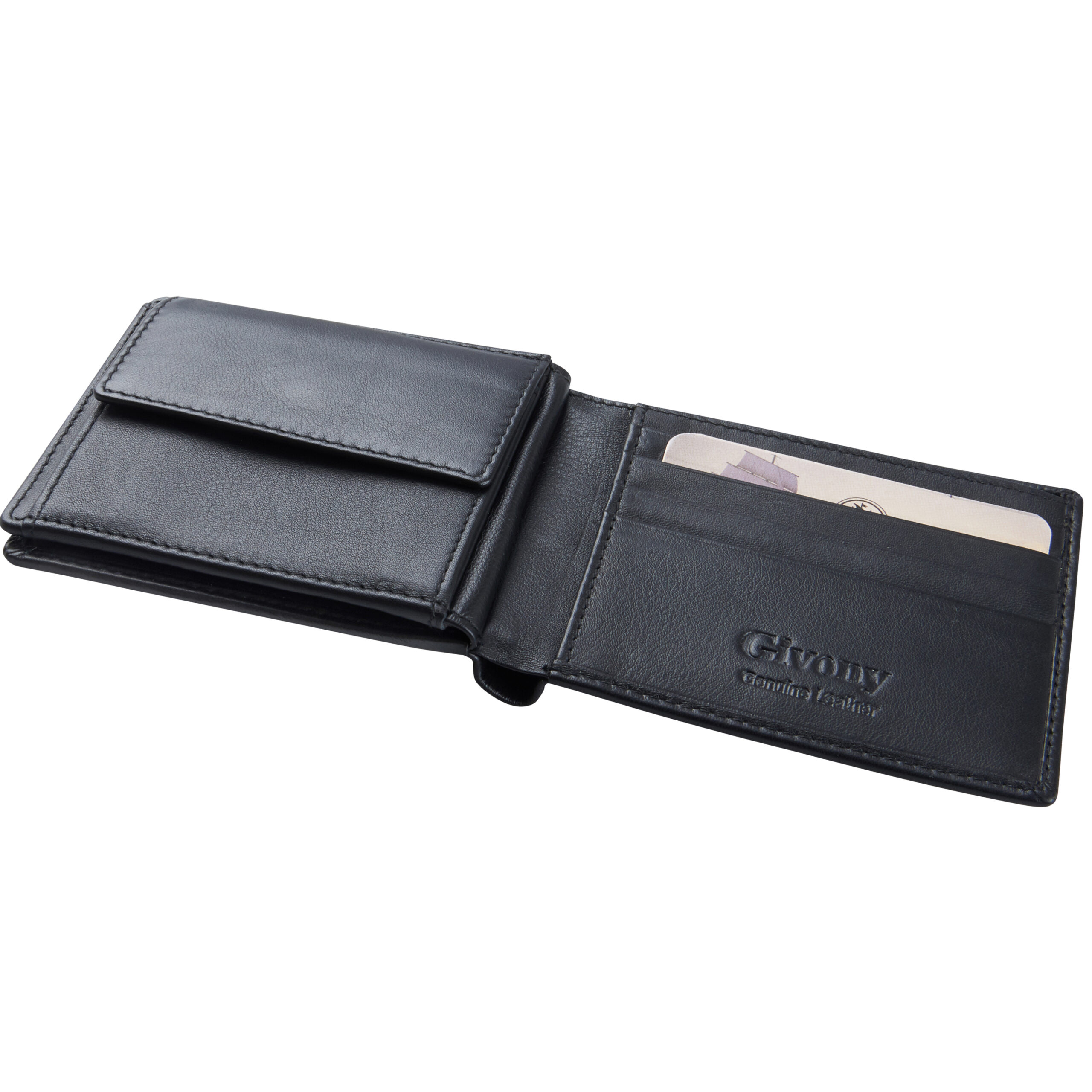 ארנק גבעוני גבר עור איכותי עם תא כסף קטן & קלפה ל-12 כרטיסי אשראי  11X9 ס"מ בקופסה מקורית GV-2473