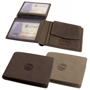 ארנק גבעוני גבר עור בגימור "כאמל" עם 2 תעודות+ 2 כרטיסי אשראי 10.5X8 ס"מ בקופסה מקורית GV-4675