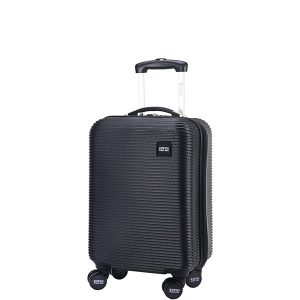 מזוודת עלייה למטוס 20´´ SWISS קשיחה מערכת 4 גלגלי סיליקון 360 מעלות שחור