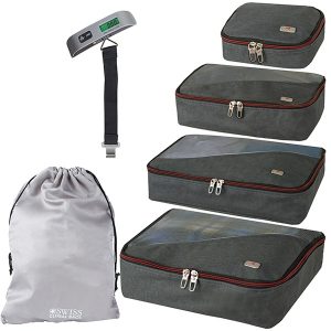 ארגונית לנסיעות 6 חלקים SWISS GLOBAL עם משקל דיגיטלי צבע אפור